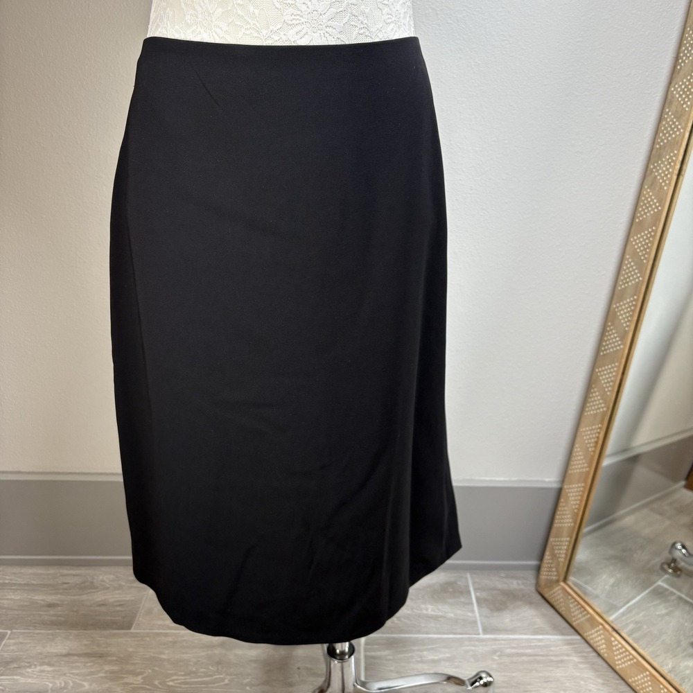 Ann Taylor Women 14 Black Midi Skirt Office Career Minimalist Triacetate Blend